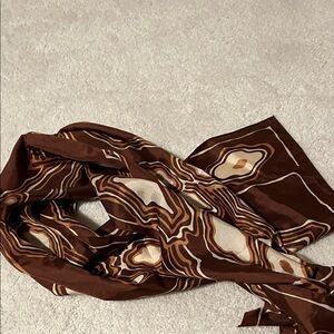 Elegant Brown Silk Scarf